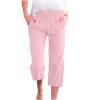Akklian Womens Capri Pants Loose Soft Drawstring Pant Cotton Linen Causal Wide Leg Lounge Stretch Pant with Pockets for Women