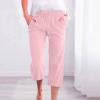 Akklian Womens Capri Pants Loose Soft Drawstring Pant Cotton Linen Causal Wide Leg Lounge Stretch Pant with Pockets for Women view 2