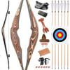 58" Traditional Bow Wood Long Bow One Piece Wood Long Bow Hunting Recurve Bow 20-50Lbs for Adult or Youth Hunting Shooting Practice (Right Hand-Kit 1, 45 Lbs) view 1