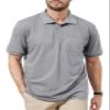 Corna Mens Polo Shirts with Pocket, Performance Polo Shirts for Men, Cotton Blend Lightweight Mens Golf Shirts Short Sleeve, Casual Stylish Solid Dry Fit Collared Mens Golf Polo Shirts (Grey, 6XL) view 1