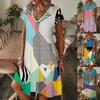 Akivide Women's Casual Boho Colorful Short Sleeve Midi Dress Summer V Neck Floral Print Flowy Tunic Tshirt Dress view 3