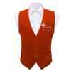 Barry.Wang Mens Red Velvet Vest V-neck 2 Pockets with Gold Brooch Waistcoat Set Formal/Leisure view 2