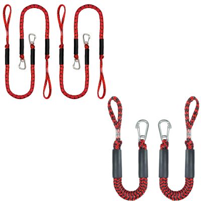 3FT*4 Pack +2FT*2 Bungee Boat Dock Line with Stainless Steel Clip Boat Accessories
