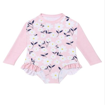 Batermoon Girls Long Sleeve One Piece Swimsuit Kids Multicolor Rash Guard Zipper Bathing Suits 5-14 Years