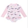 Batermoon Girls Long Sleeve One Piece Swimsuit Kids Multicolor Rash Guard Zipper Bathing Suits 5-14 Years