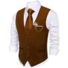 Barry.Wang Men's Brown Red Velvet Suit Vest V-neck 2 Pockets Gold Brooch Waistcoat Set for Prom Wedding Party Dinner view 1