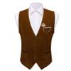 Barry.Wang Men's Brown Red Velvet Suit Vest V-neck 2 Pockets Gold Brooch Waistcoat Set for Prom Wedding Party Dinner view 2