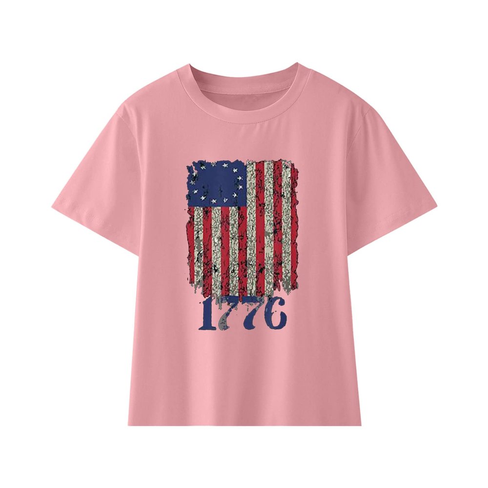4th of July T Shirts Toddler Girls Boys American Flag Shirts Kids Novelty Fashion Patriotic Tops (Pink-e, 3-4 Years)