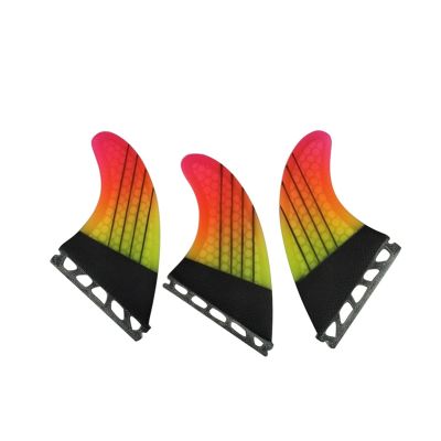 DNRJEWTA Surfboard Fins Fins G5 Surfboard M Size Orange Yellow Gradient Surf Fin Tri Fin Set Fiber Honeycomb Surf Accessories Wassersport Surfing Accessories