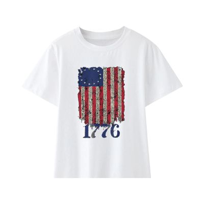 4th of July T Shirts Toddler Girls Boys American Flag Shirts Kids Novelty Fashion Patriotic Tops (White-e, 8-9 Years)