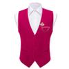 Barry.Wang Men's Hot Pink Velvet Suit Vest V-neck 2 Pockets Gold Brooch Waistcoat Set for Prom Wedding Party Dinner view 2