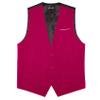 Barry.Wang Men's Hot Pink Velvet Suit Vest V-neck 2 Pockets Gold Brooch Waistcoat Set for Prom Wedding Party Dinner view 3