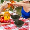 POPETPOP Collapsible Camping Bowl Bowl Portable Stainless Steel Salad Handle for Camping Picnic Cooking view 3