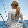 Palmyth Fishing Shirts for Women UPF 50+ Sun Protection Long Sleeve T-Shirt (White/Palm Eden, XL) view 2