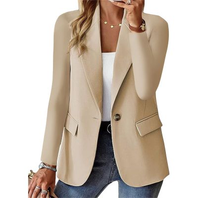 Women's Blazers Long Sleeve Suite Lapel Office Jackets Open Front Blazer Solid Casual Work Suiting Summer