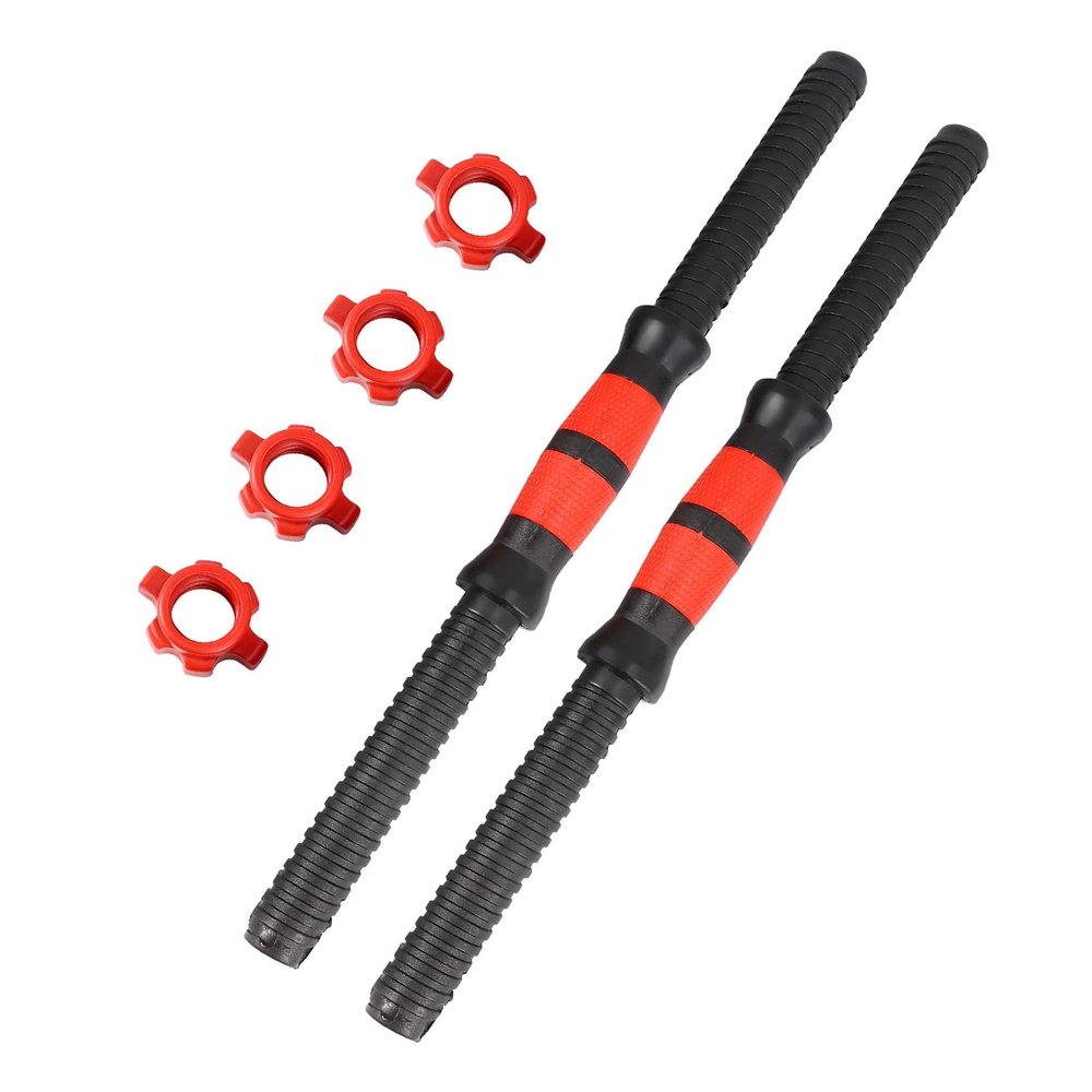 Jkjhbhged 2Pcs Dumbbell Bars Prime Dumbbell Handle Barbell Handle Dumbbell Bars for Sport Workout Training Gym, Black & red