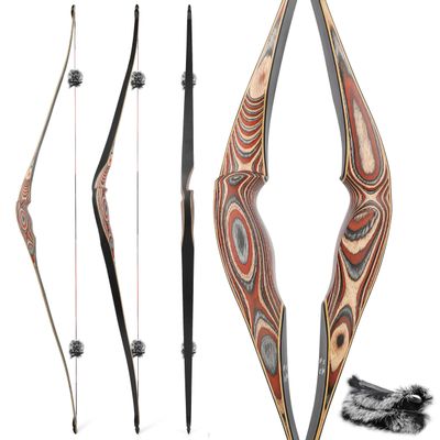 58" Traditional Bow Wood Long Bow One Piece Wood Long Bow Hunting Recurve Bow 20-50Lbs for Adult or Youth Hunting Shooting Practice (Right Hand-Only Bow, 30 Lbs)