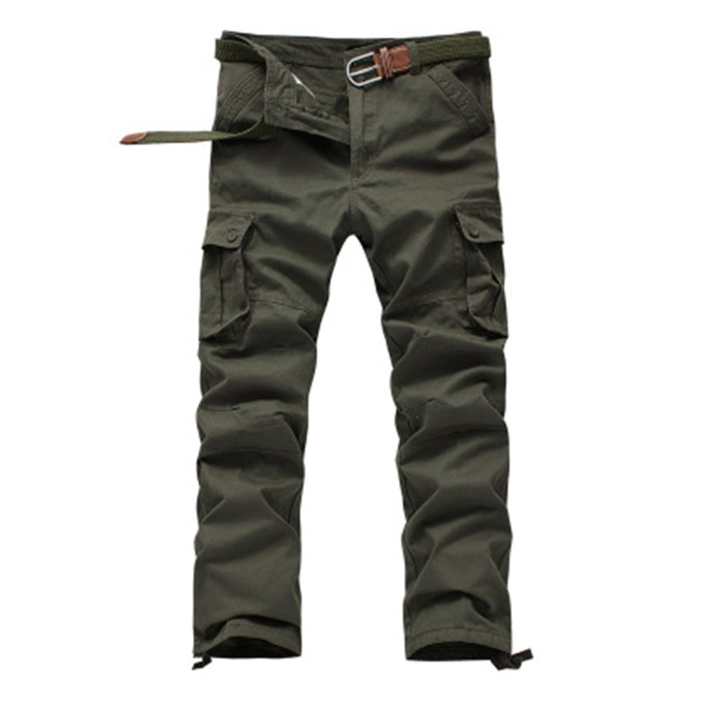 Men's Multi-Pocket Ripstop Tactical Pants Lightweight Outdoor Hiking Work Pants Loose Straight Cargo Trousers (Army Green2,28)