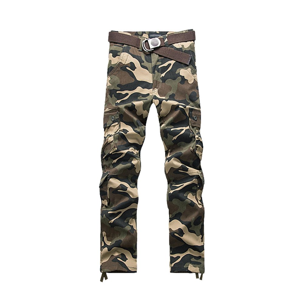 JEsilunmaMY Men's Ripstop Camo Tactical Pants Multi-Pockets Military Army Cargo Pants Outdoor Hiking Combat Work Trousers (Camo,30)