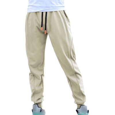 JEsilunmaMY Casual Joggers Pants for Men Lightweight Cotton Drawstring Cargo Pants Outdoor Hiking Workout Training Sweatpants (Apricot,X-Large)