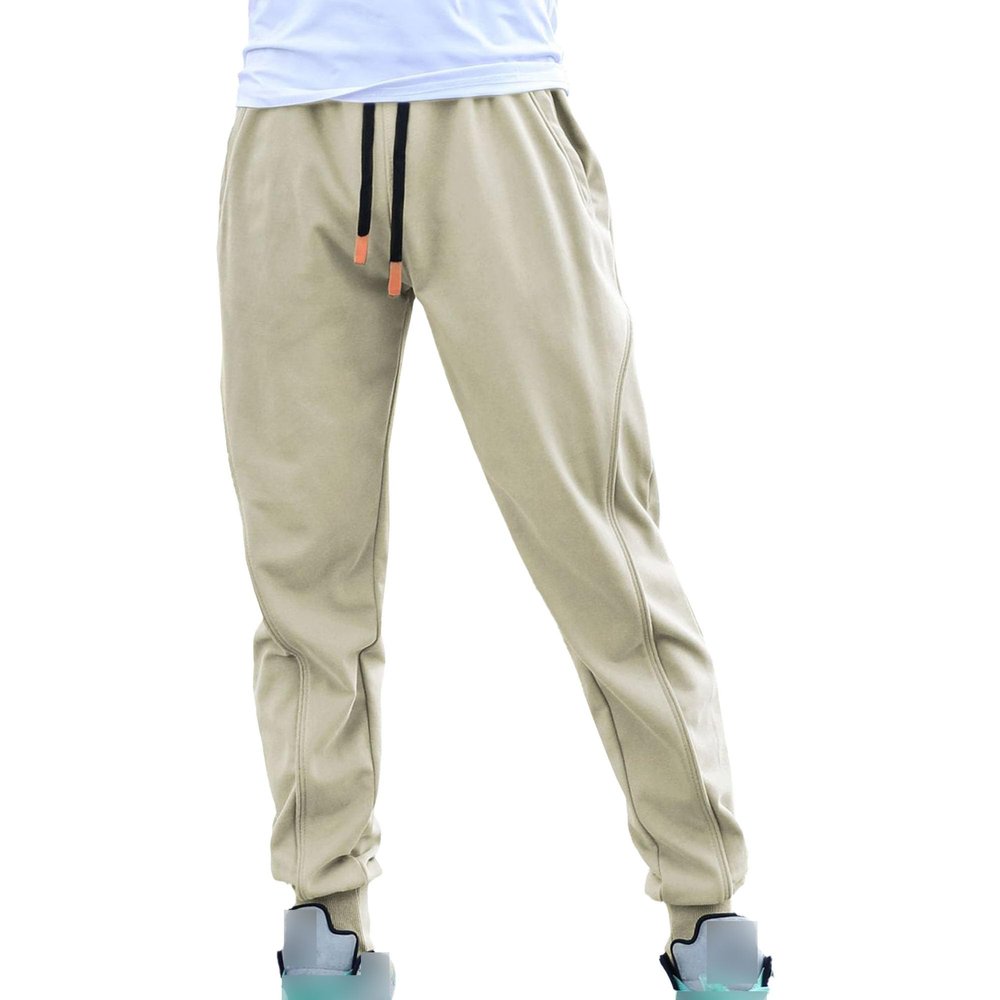 JEsilunmaMY Casual Joggers Pants for Men Lightweight Cotton Drawstring Cargo Pants Outdoor Hiking Workout Training Sweatpants (Apricot,X-Large)