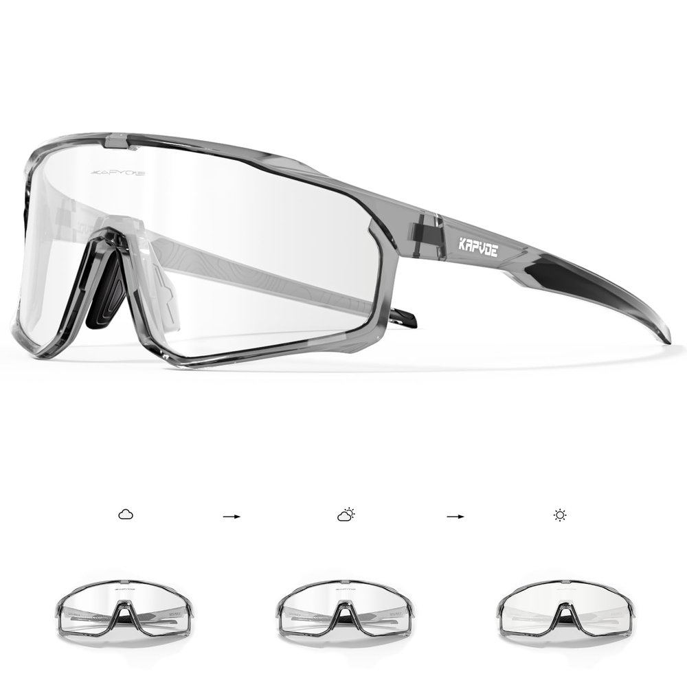 KAPVOE Photochromic Cycling Glasses Men Women Clear Mountain Bike Sunglasses MTB Sports Transition Triathlon Bicycle Running