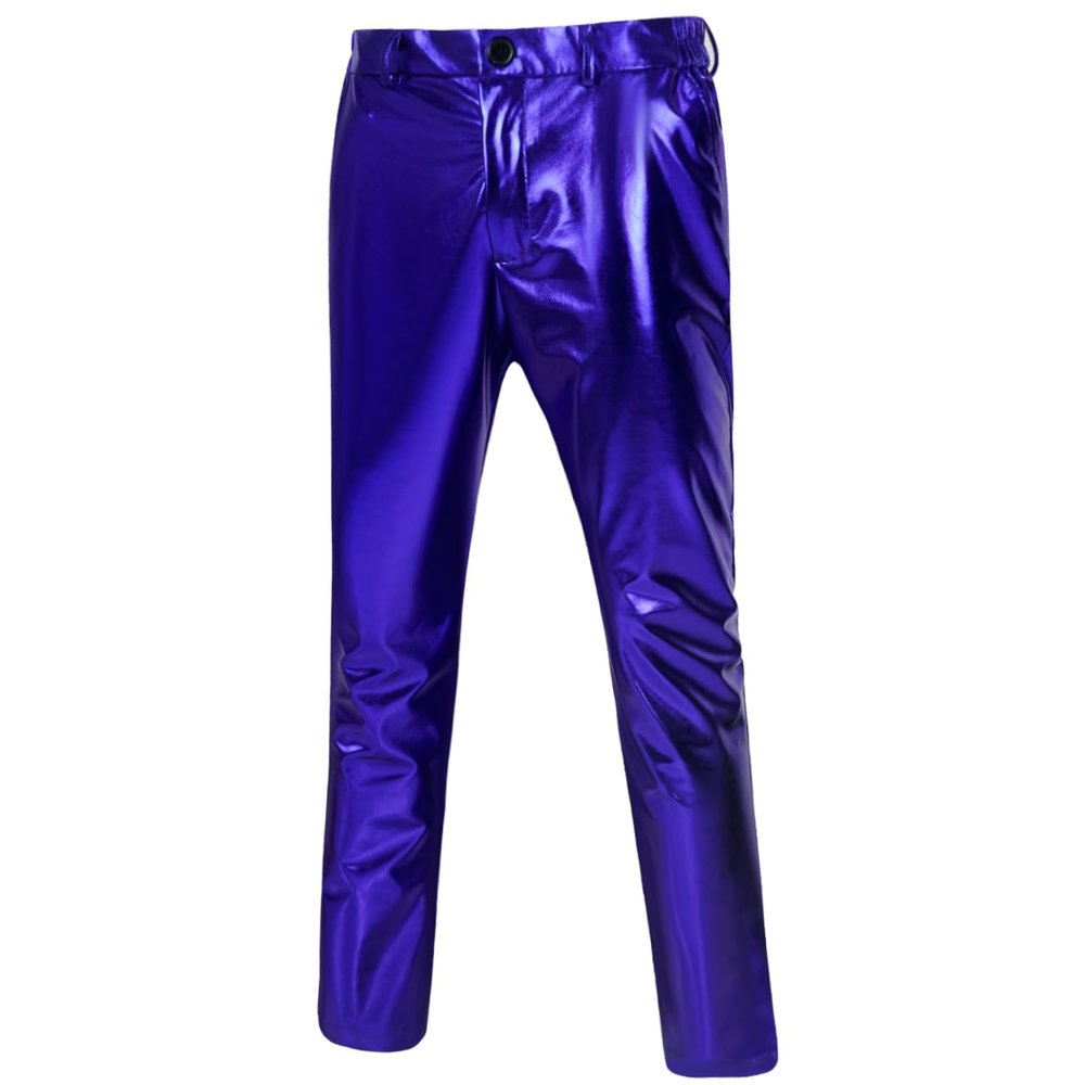 BONGZUO Mens Disco Pants 70s Retro Night Club Shiny Straight Leg Pants(Z2706KBU,XL)