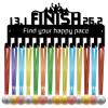 CREATCABIN Marathon Running Medal Holder Display Runner Medal Hanger Rack Wall Mount Frame Iron Small Sports Medal Hangers with 14 Hooks for Hanging Medals Runners Awards 11.4 x 5.1Inch Black-Finish view 1