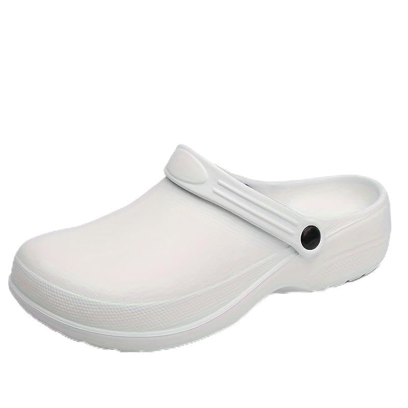 Hhhchpm Unisex EVA Clogs, Comfortable, Durable, Non-Slip, Oil-Resistant, Waterproof, Professional Chef & Nurse Work Shoes, Casual Style, Kitchen Shoes (10,White)