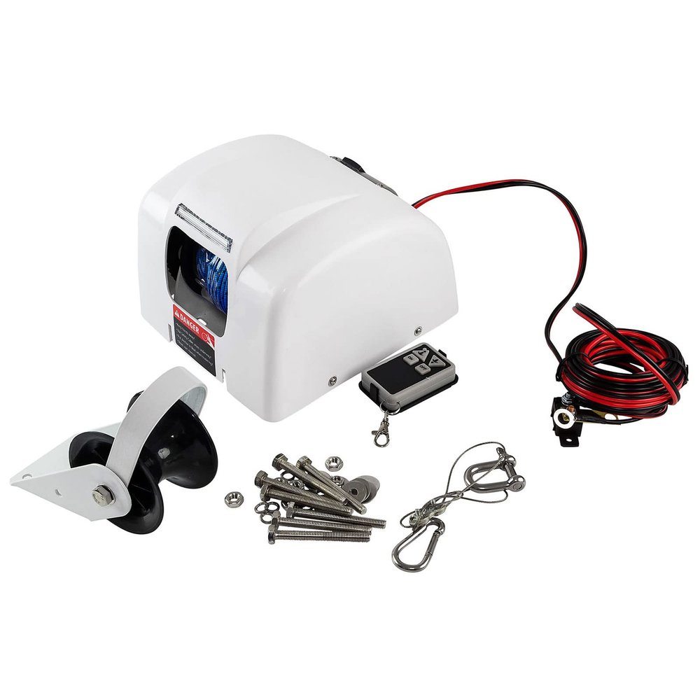 INPAITOO 25LBS Electric Anchor Winch Marine Anchor Winch Saltwater Boat Windlass Kit with Wireless Remote Control Anchors Up
