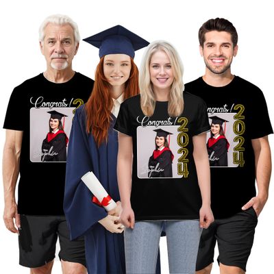 Custom Class of 2024 Graduation Shirts Personalized Graduation Photo Shirt Graduate T-Shirt Senior Shirts Proud Graduation Party