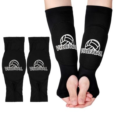 NQEUEPN Volleyball Arm Sleeves, Passing Hitting Volleyball Passing Forearm Sleeves Protective Wrist Pads & Thumb Holes Volleyball Arm Guards Protection Gloves for Women Men Teen Youth(Black)