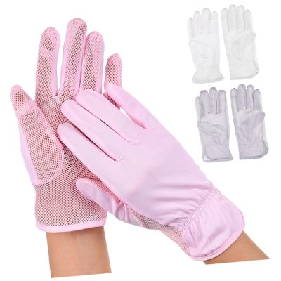 OATIPHO 3pairs Summer Cooling Gloves for Touchscreen Sun Protection Driving Gloves Pink White and Gray Lightweight Stretchy Design for Outdoor Activities