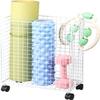 CUTPOIY Narrow Yoga Mat Storage Cart for Small Space, White Rolling Foam Roller Holder with Wheels, Sports Equipment Display Rack Floor Stand view 1