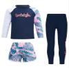 iiniim Kids 3 Piece Long Sleeve Swimsuits Rash Guard Swimwear UPF 50+ Swim Shirt Legging Pants Bathing Suit Navy Blue&Pink B 5-6 Years view 1