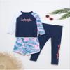 iiniim Kids 3 Piece Long Sleeve Swimsuits Rash Guard Swimwear UPF 50+ Swim Shirt Legging Pants Bathing Suit Navy Blue&Pink B 5-6 Years view 4