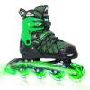 Nattork Adjustable Inline Skates for Little Kids Boys with Light up Wheels - Green Child Blade Roller Skating for Beginners Size 1 2 3 4 Ages 7 8 9 10 view 1