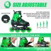 Nattork Adjustable Inline Skates for Little Kids Boys with Light up Wheels - Green Child Blade Roller Skating for Beginners Size 1 2 3 4 Ages 7 8 9 10 view 2