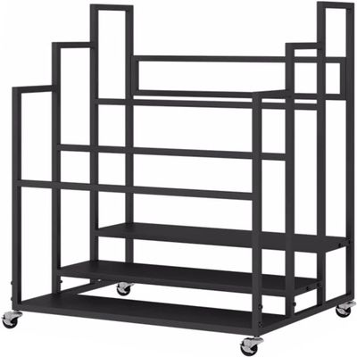 CUTPOIY Commercial Yoga Mat Storage Cart with Casters, 3/4 Tier Foam Roller Pilates Mats Display Stand Floor Standing, for Garage/Yoga Studios, Iron Frame (Color : Black, Size : 80x60x95cm) (Black 1
