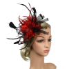 YOLAI Fascinators Hats for Women Tea Party Hat Ribbons Feathers Hat Cocktail Headpiece Hair Clip (Red, One Size) view 3