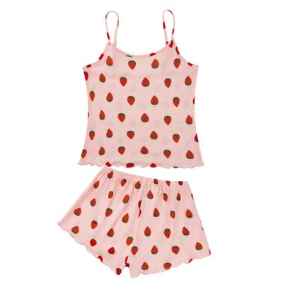 Zando Pink Pjs - Strawberry Pajamas - Cute & Sexy Pj Set for Women - Summer Pajamas