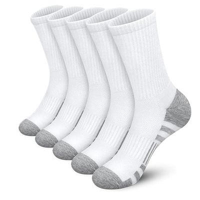 Dressnu Men's White Long Calf Socks Basketball Sports White 2 5 pairs