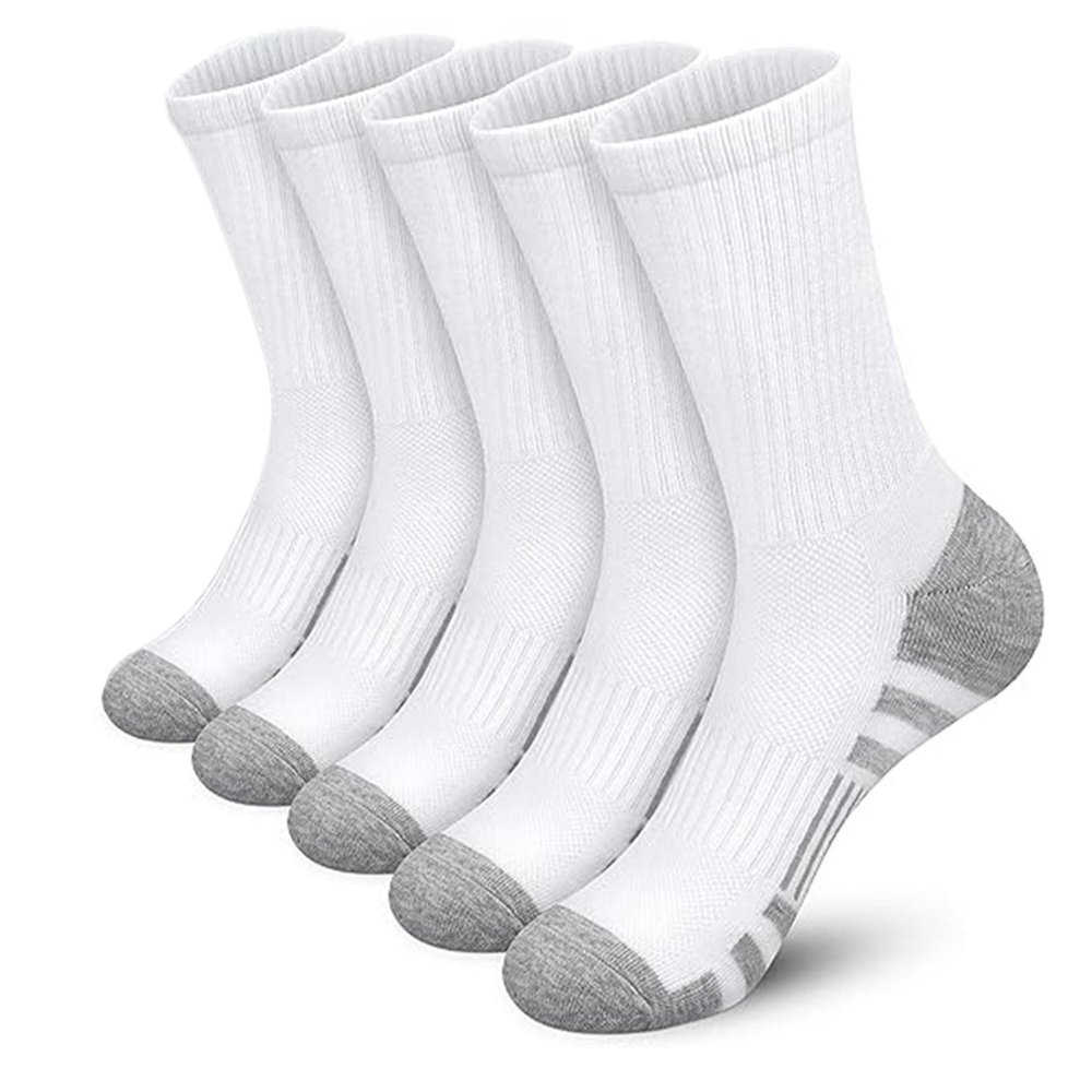 Dressnu Men's White Long Calf Socks Basketball Sports White 2 5 pairs