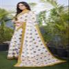 IMTRA FASHION Indian Georgette Saree for Women Printed Lace Border Sari with Unstitched Blouse-Yellow view 2