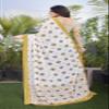 IMTRA FASHION Indian Georgette Saree for Women Printed Lace Border Sari with Unstitched Blouse-Yellow view 3
