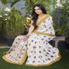 IMTRA FASHION Indian Georgette Saree for Women Printed Lace Border Sari with Unstitched Blouse-Yellow view 4