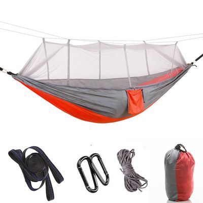 AISHULEI Outdoor Camping Hammocks with Mosquito Net Portable Hammock Parachute Tent with Tree Straps Hooks Storage Bag for Outdoor Camping Hiking Backyard (Color : Orange)