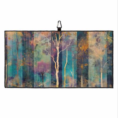 SEVENBABU Golf Towels for Golf Bags with Clip - Funny Microfiber Waffle Pattern Golf Towel Abstract Oil Painting Tree Leaves Blue Golf Accessories for Men Women Gifts 24x16 Inch