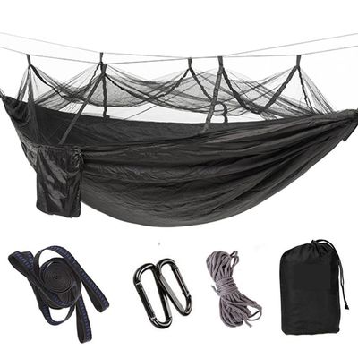 AISHULEI Outdoor Camping Hammocks with Mosquito Net Portable Hammock Parachute Tent with Tree Straps Hooks Storage Bag for Outdoor Camping Hiking Backyard (Color : Black)
