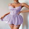 Avidlove Babydoll Lingerie for Women Lace Chemise with Garter Belt Slip Dress Purple Small view 3